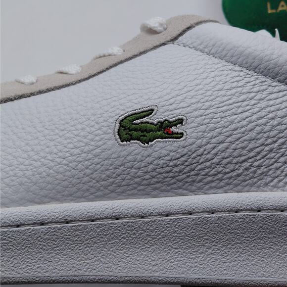 Lacoste Mens Sneakers Size 12 White Leather Suede Low Top Preppy Streetwear Y2K - Picture 6 of 11